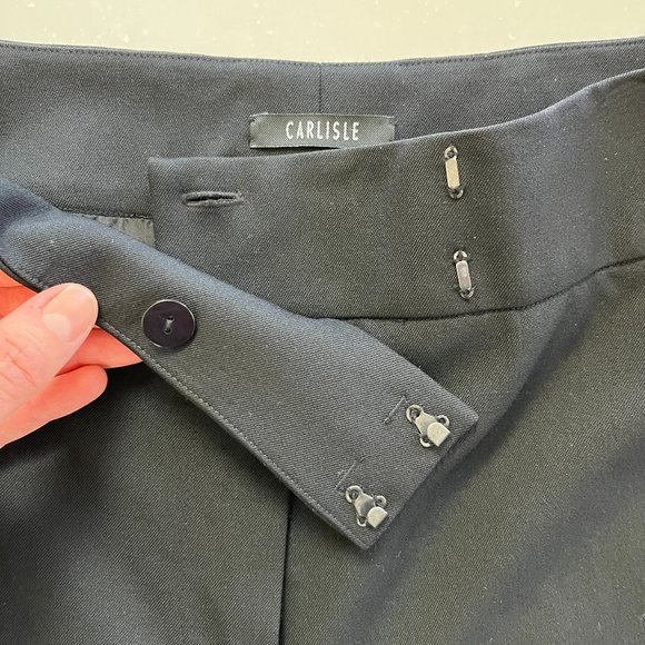 TALL Carlisle Black Wool Dress Pants, Sz 4, L33 - Picture 4 of 12